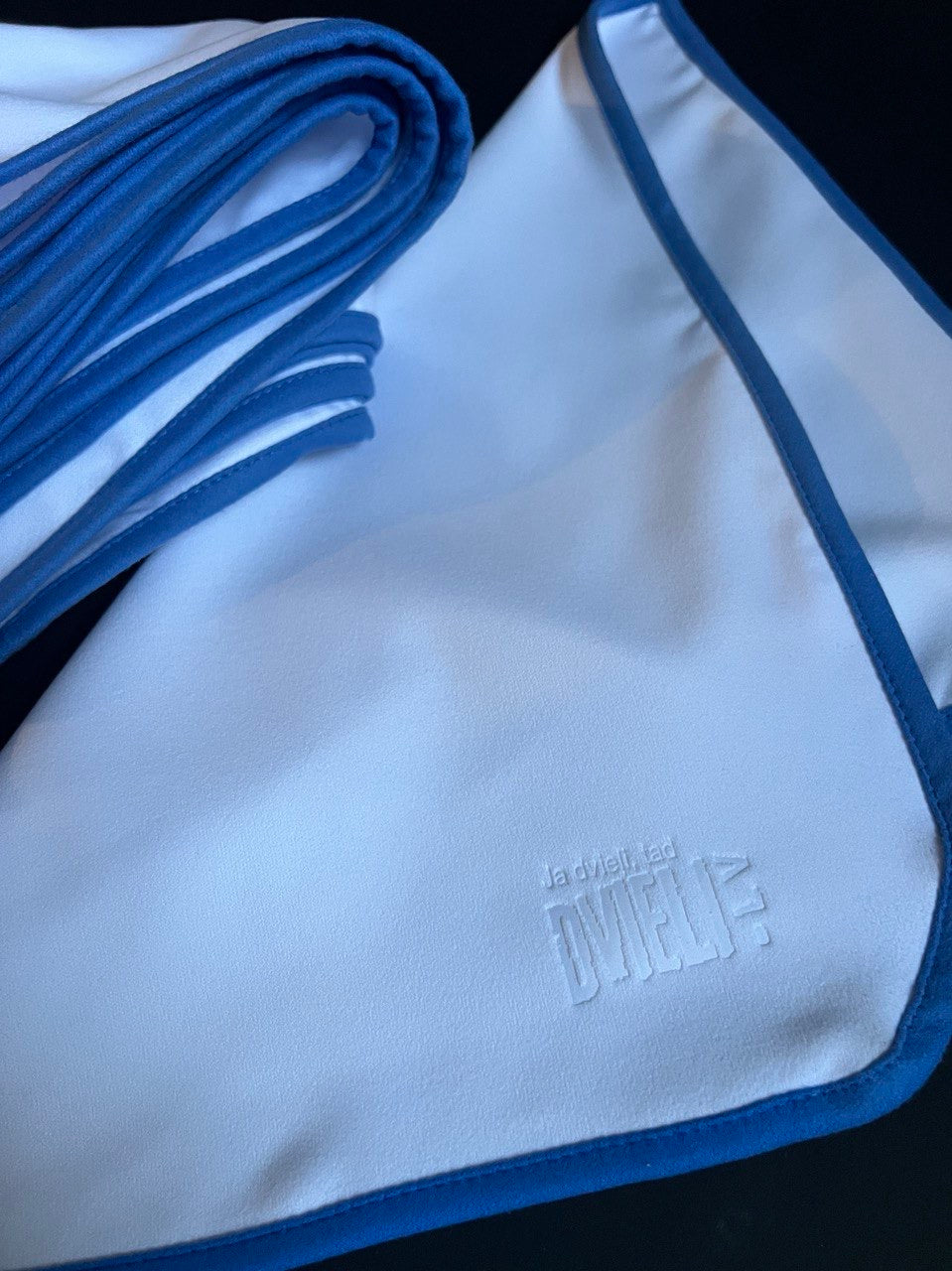 Virtuves dvielis - mikrošķiedras / BALTS ar zilu