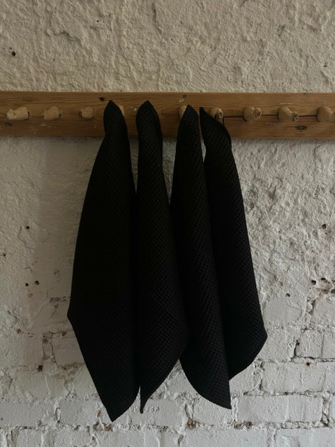 Waffle Fabric Towel / BLACK