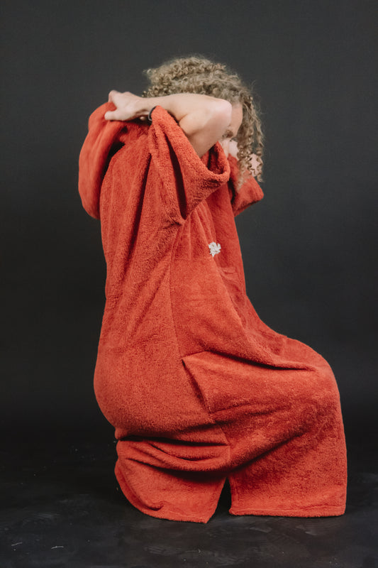 Пончо унисекс - кирпично-красный