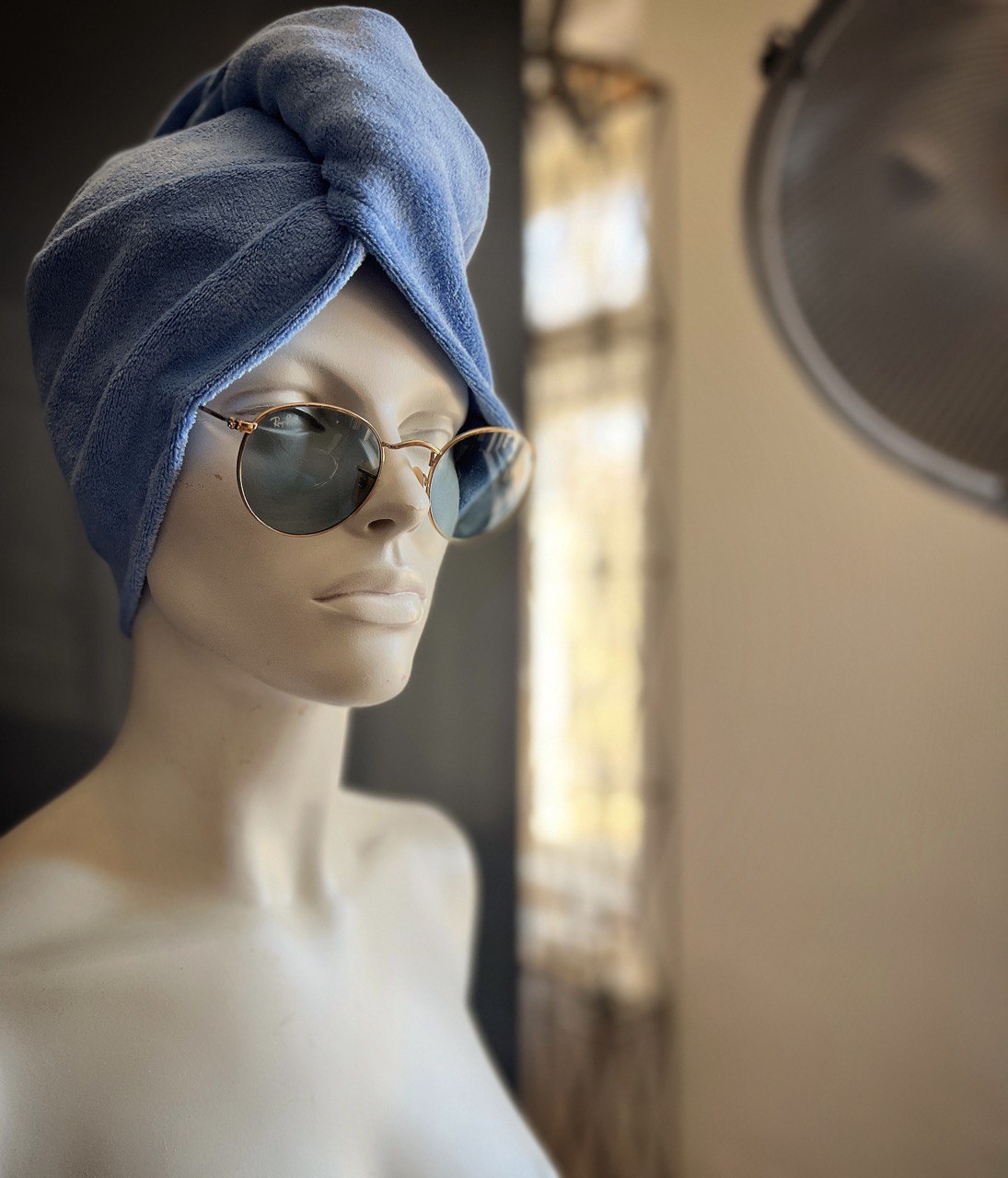 Matu dvielis Turbāns ar podziņu mikrošķiedras / zils