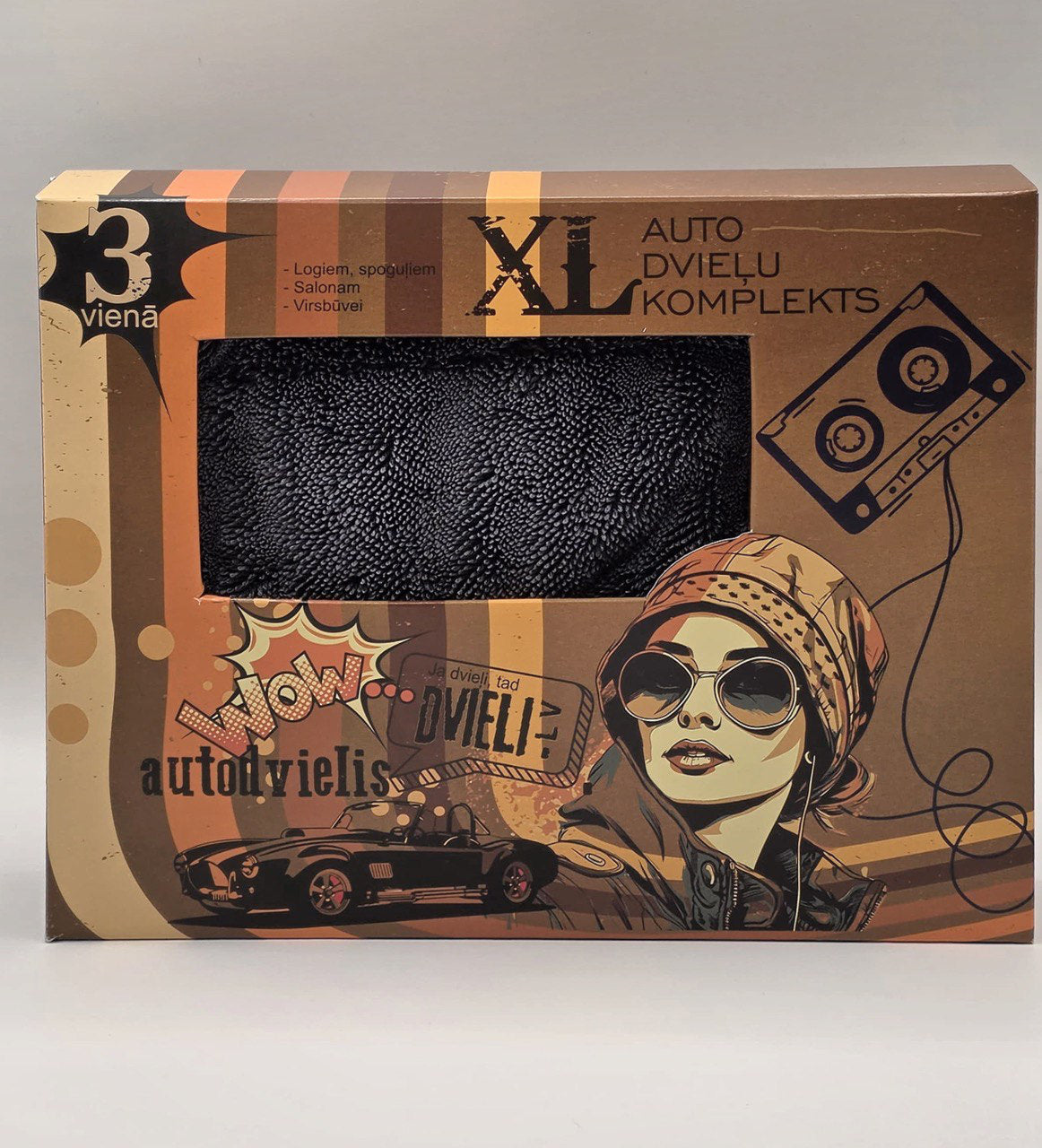 Набор из 3 полотенец для детейлинга автомобиля / СЕРЫЙ