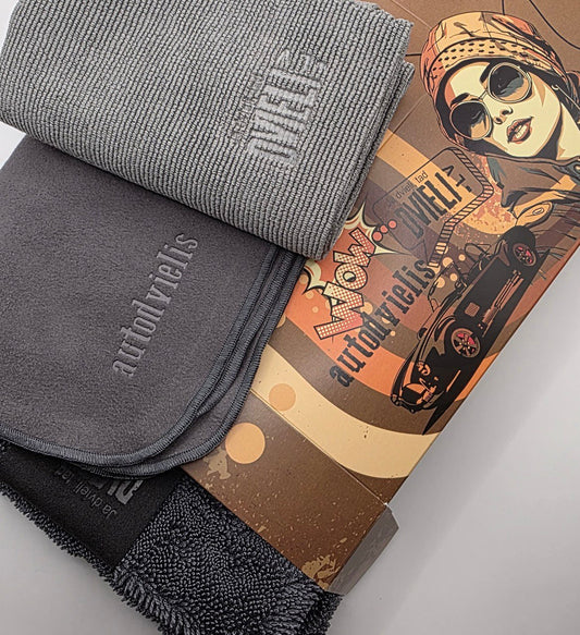 Набор из 3 полотенец для детейлинга автомобиля / СЕРЫЙ