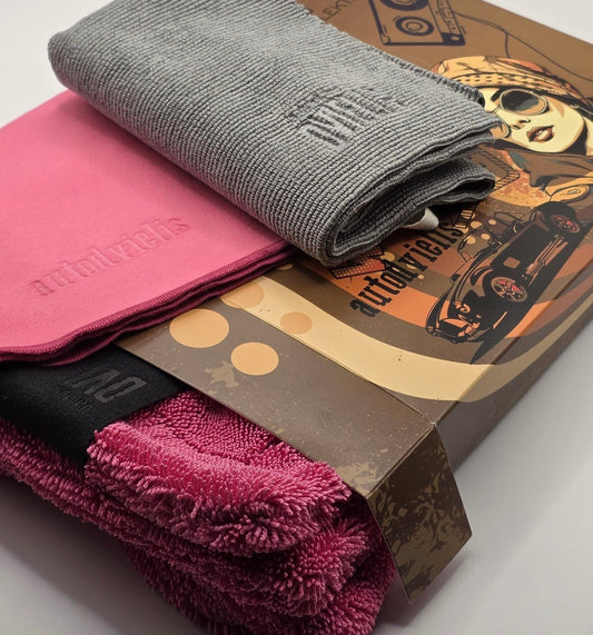Набор из 3 полотенец для ухода за автомобилем / РОЗОВЫЙ