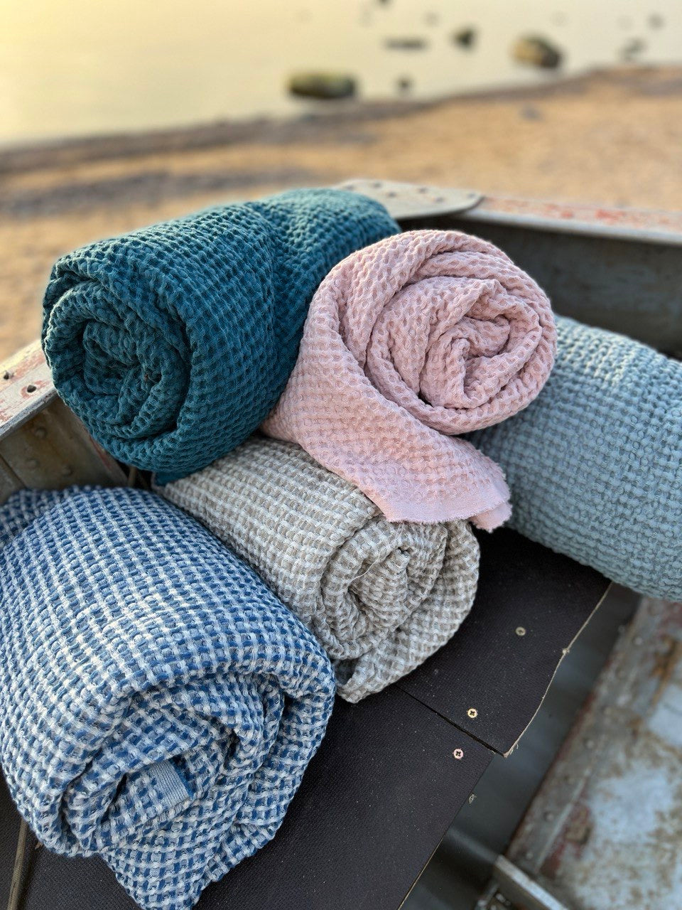 Lina pirts dvielis / 5 izmēri /  JŪRAS ZILS