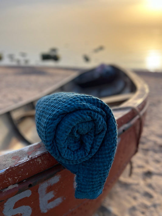 Льняное банное полотенце / 5 размеров / МОРСКОЙ СИНИЙ