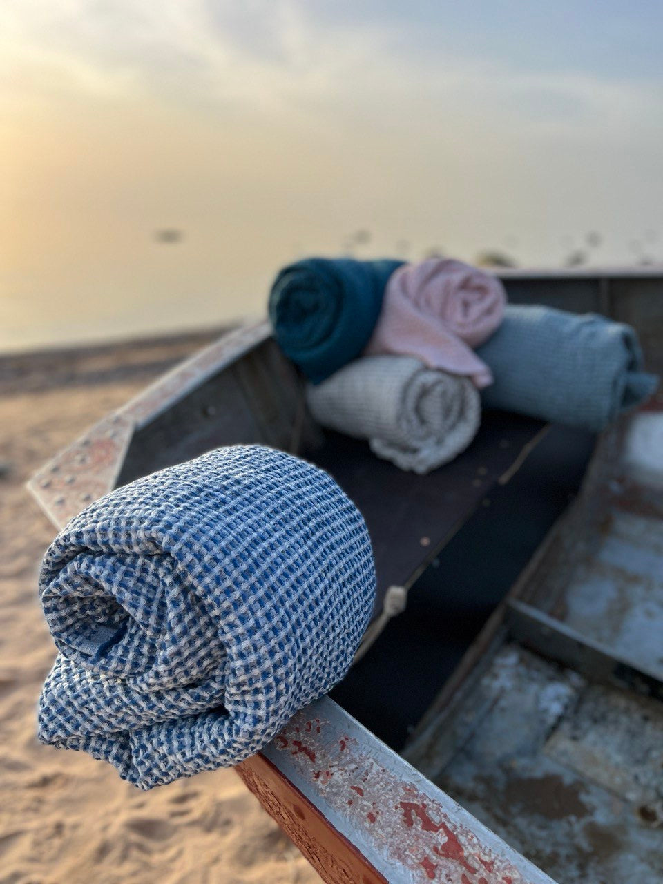 Lina pirts dvielis / 5 izmēri /  JŪRAS ZILS