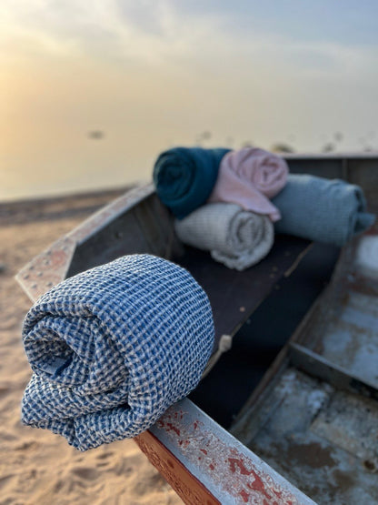 Lina pirts dvielis / 5 izmēri /  JŪRAS ZILS