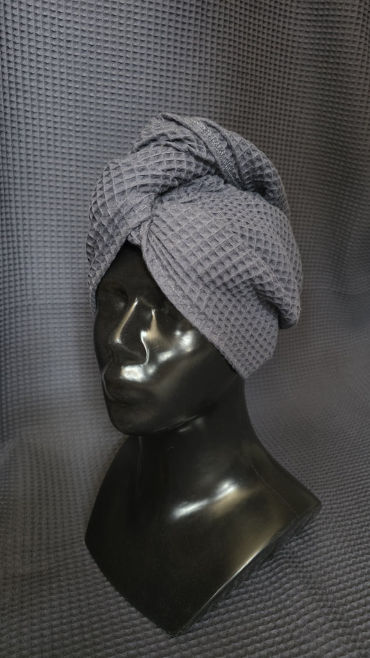 Juukserätik turban nööpidega vahvelkoeline / vana roosa