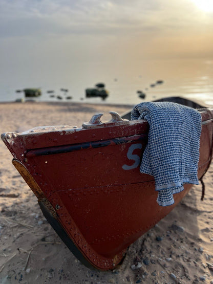 Lina pirts dvielis / 5 izmēri /  JŪRAS ZILS