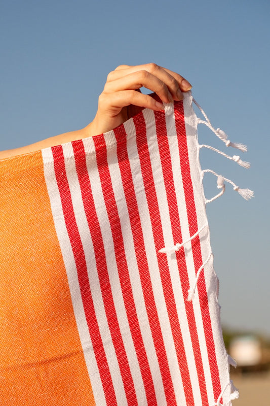 Beach Towel Marine - orange stripes