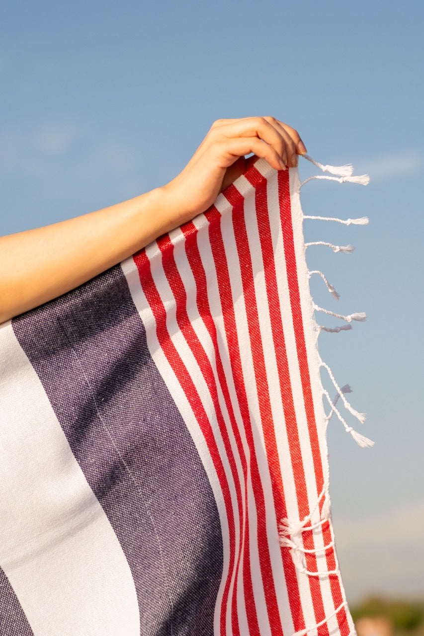 Beach Towel Marine - navy stripes
