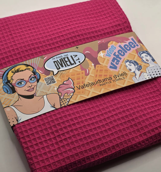 Двухслойная вафельная ткань 4 размера / ЯРКО-РОЗОВЫЙ