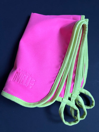 Virtuves dvielis - mikrošķiedras / rozā ar zaļu