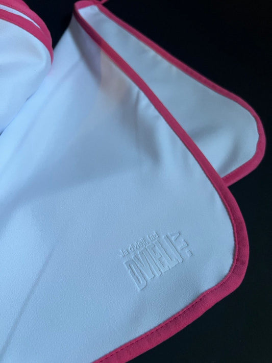 Virtuves dvielis - mikrošķiedras / BALTS ar rozā