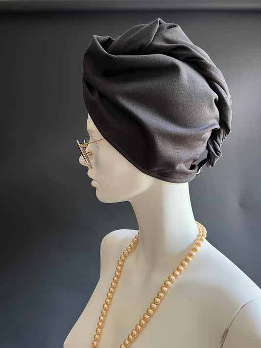 Matu dvielis Turbāns - planā mikrošķiedra / melns