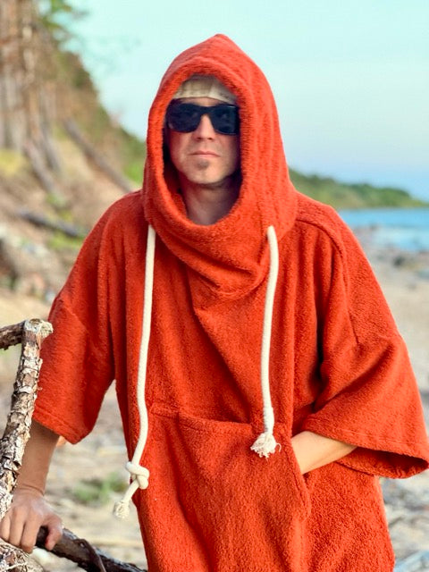 Pončo unisex - ķieģeļsarkans