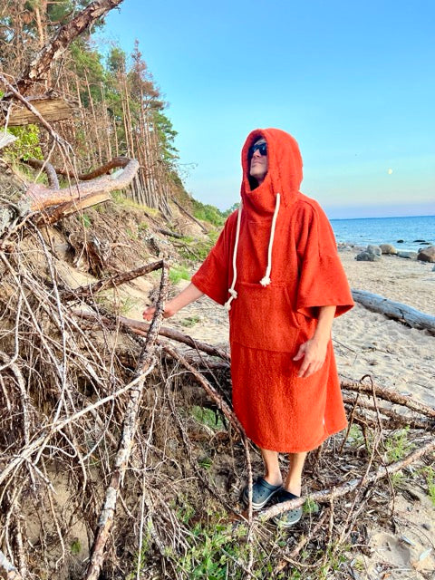 Pončo unisex - ķieģeļsarkans