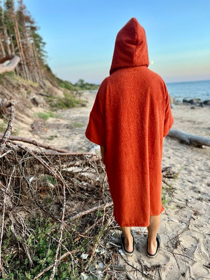 Pončo unisex - ķieģeļsarkans