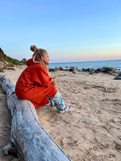 Pončo unisex - ķieģeļsarkans