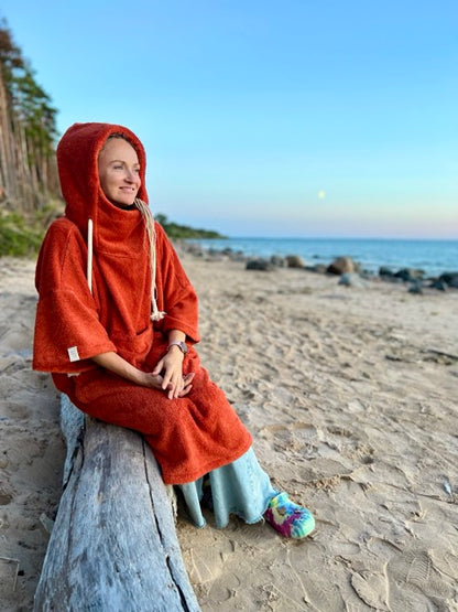 Pončo unisex - ķieģeļsarkans