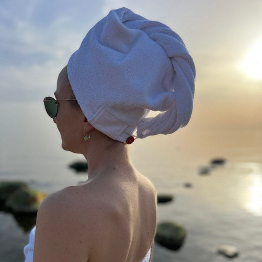 Полотенце для волос с кнопкой - махровое