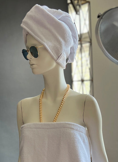 Matu dvielis Turbāns ar podziņu -  frotē