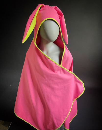 Mikrošķiedras kapučdvielis ROZĀ ar zaļu