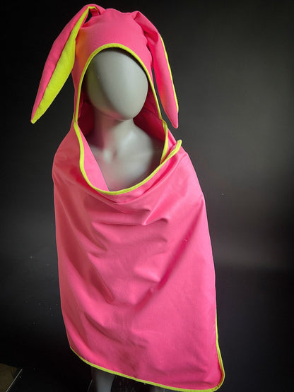 Mikrošķiedras kapučdvielis ROZĀ ar zaļu