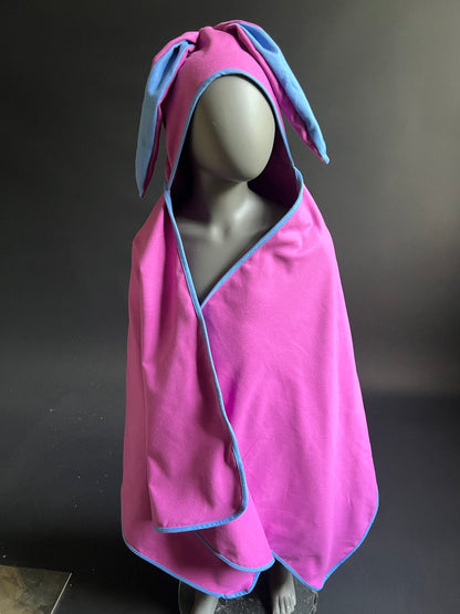 Mikrošķiedras kapučdvielis CERIŅU ROZĀ ar zilu