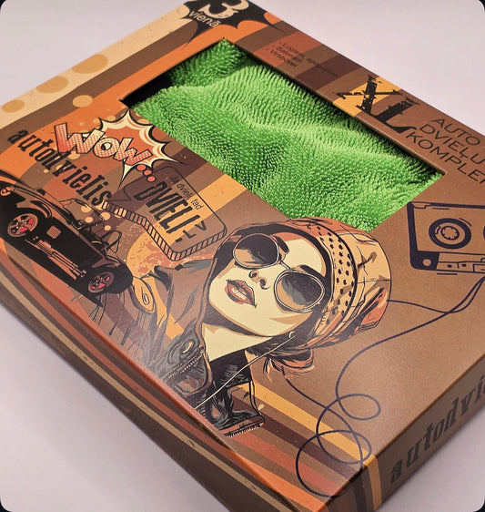 Набор из 3 полотенец для ухода за автомобилем / ЗЕЛЕНЫЙ