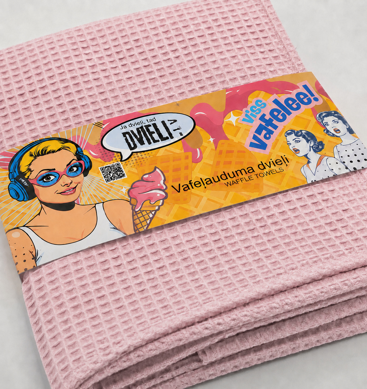 Waffle Fabric Towel / BABY PINK