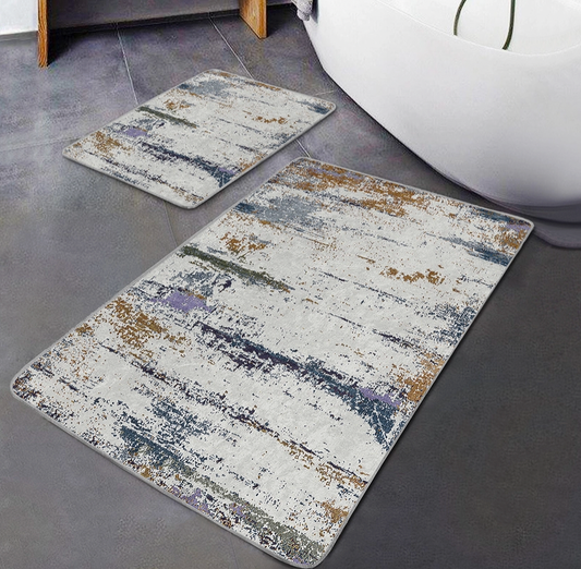 Vintage Cream Rustic Bathroom Natural Hues 2 Pieces Mat Set