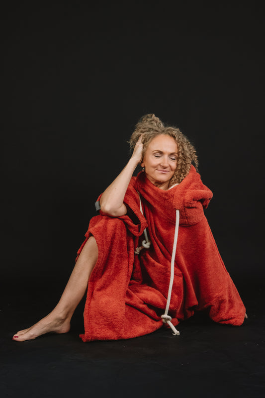 Пончо унисекс - кирпично-красный