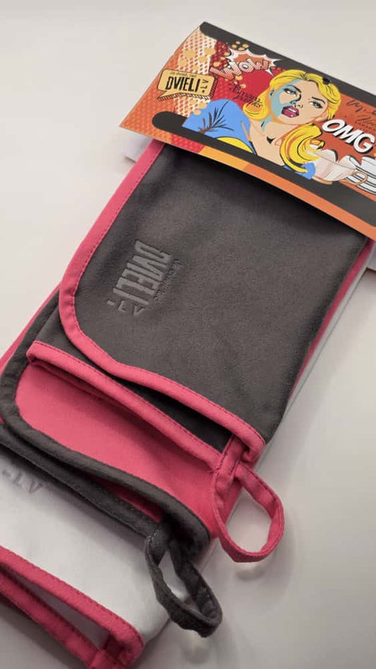 Набор кухонных полотенец - серый/розовый