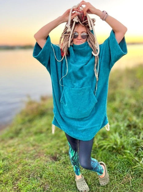 Унисекс пончо - морской синий / короткий