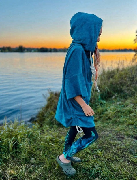 Унисекс пончо - морской синий / короткий