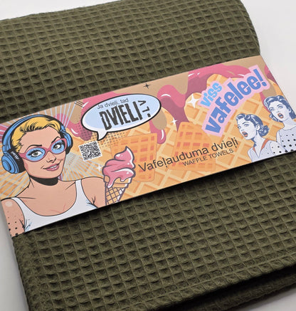 Waffle Fabric Towel  / MOSS GREEN