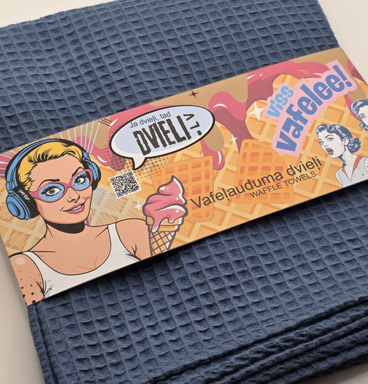 Полотенце из вафельной ткани / СЕРЕБРИСТО-СИНИЙ 